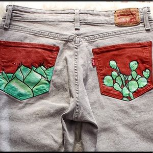Hand Painted Mid Rise Skinny Levi Strauss jeans